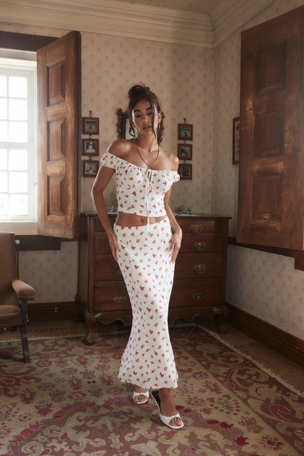 Bruna skirt fleur blanc