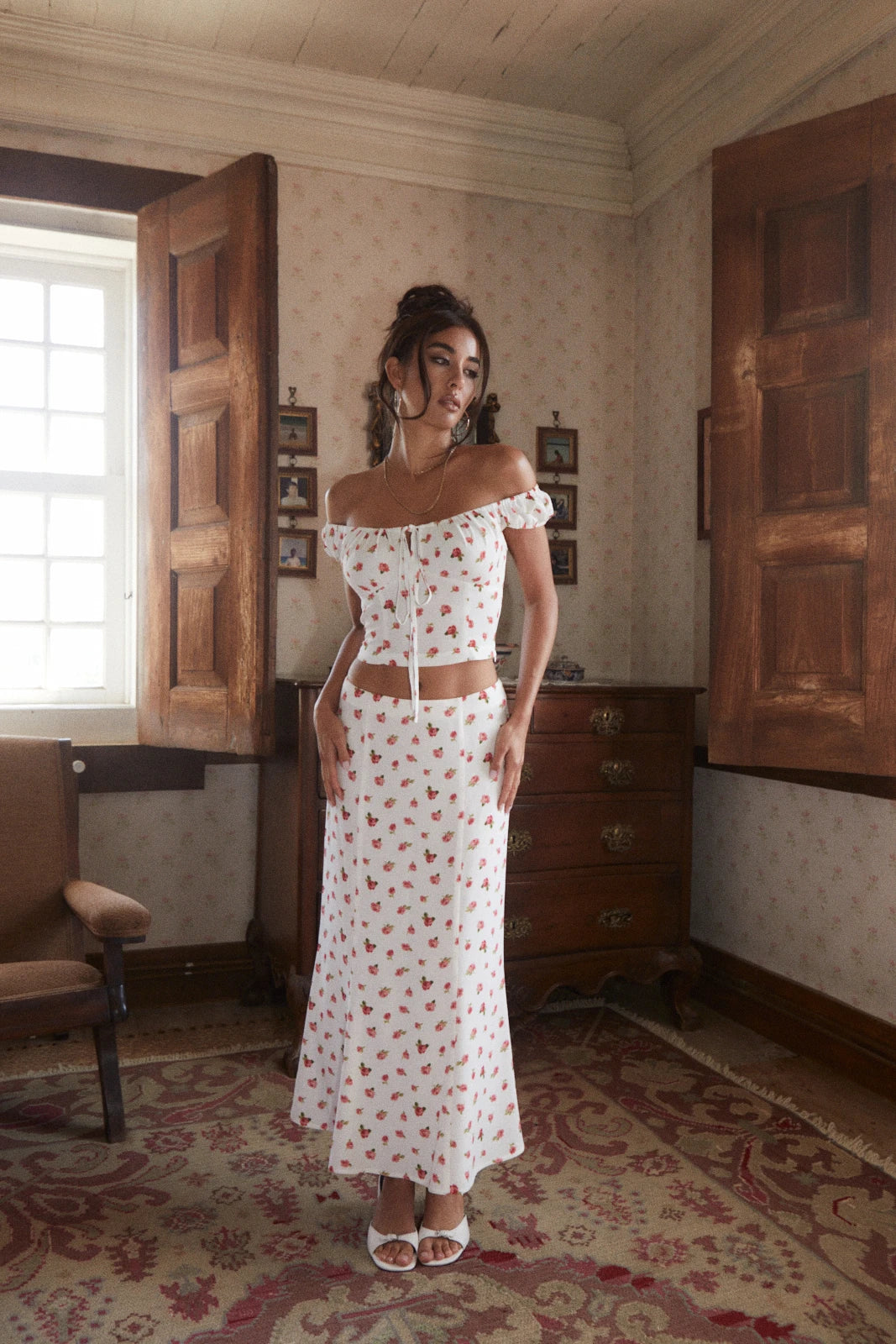 Bruna skirt fleur blanc