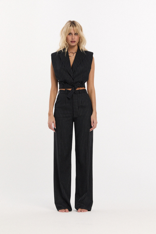 KYLIE STRIPED WOOL TROUSERS 